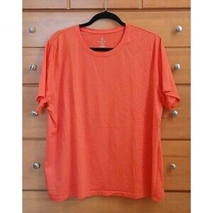 Lands' End Womens 20W 22W Relaxed Solid Orange 100% Supima Cotton Short Slv Top